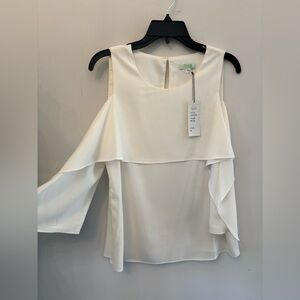 Cream off-white  cold-shoulder blouse in white
